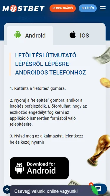Letöltés Android-ra Mostbet